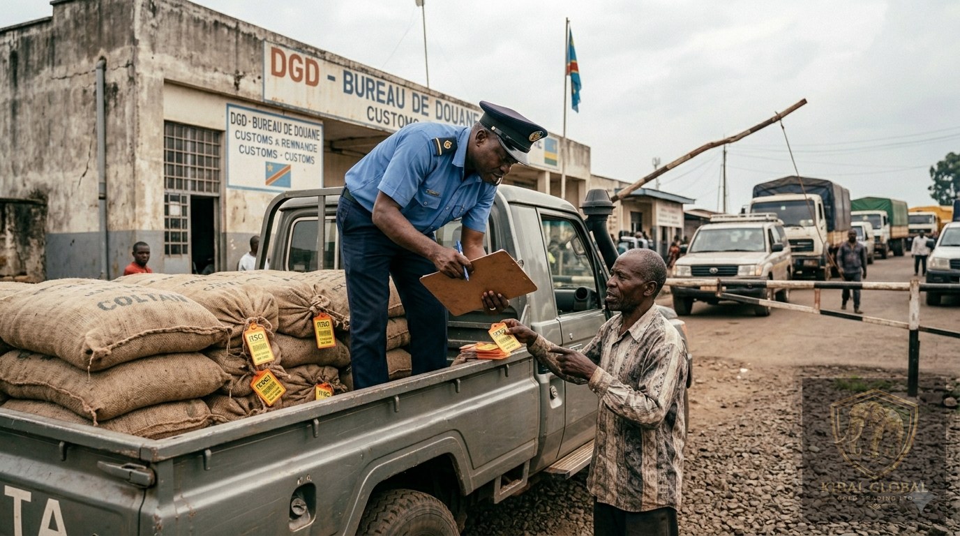 Customs clearance and export inspection of tagged coltan