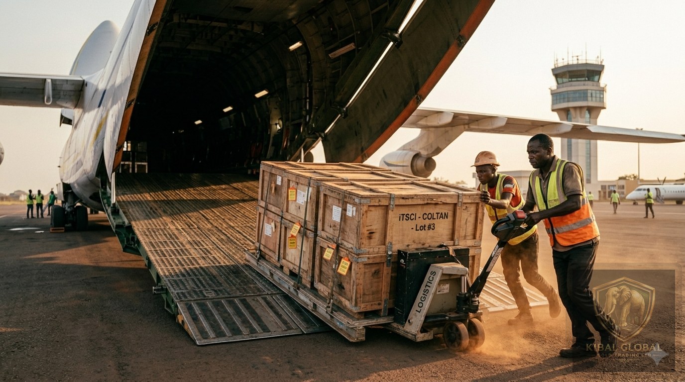 International air freight delivery of certified coltan to refiners