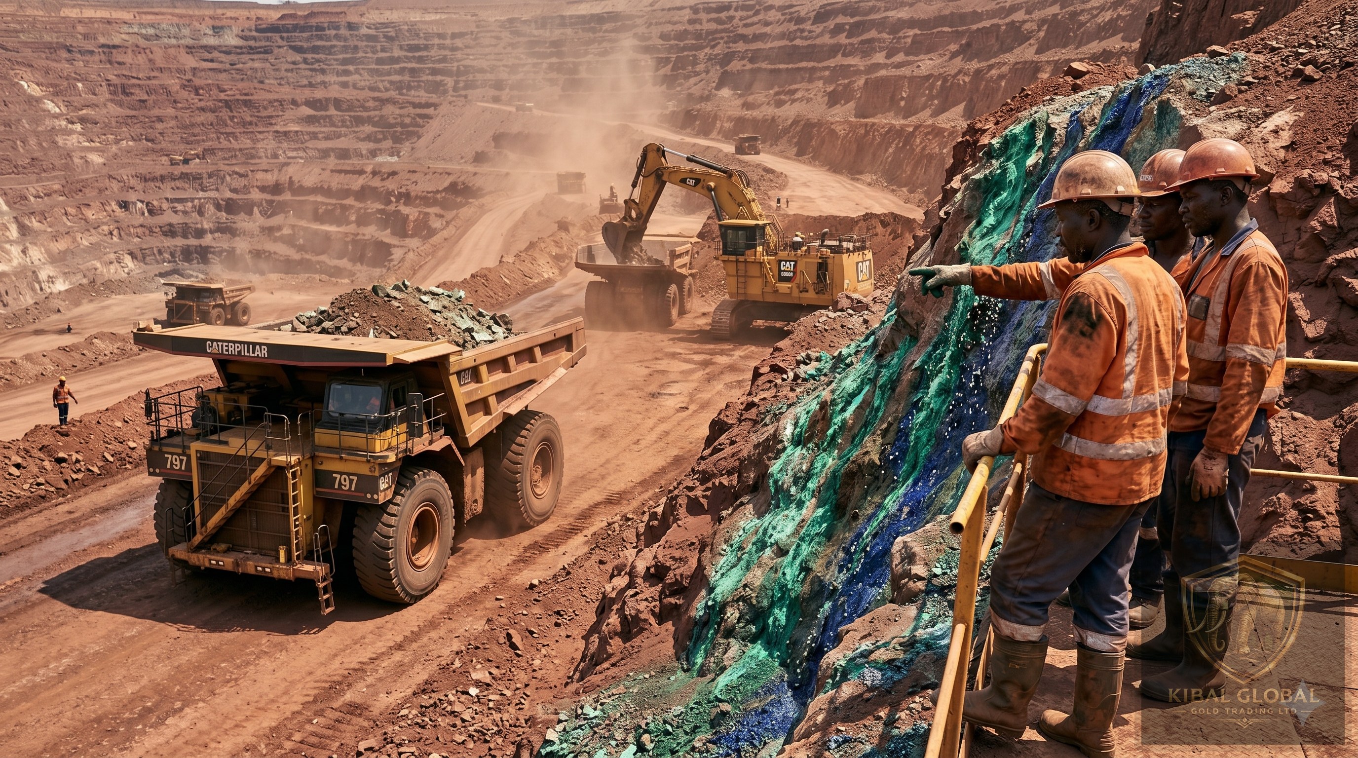Open-pit copper mining operations in the African Copperbelt