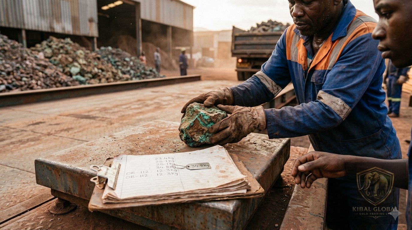 Copper ore collection and weighing at regional aggregation center