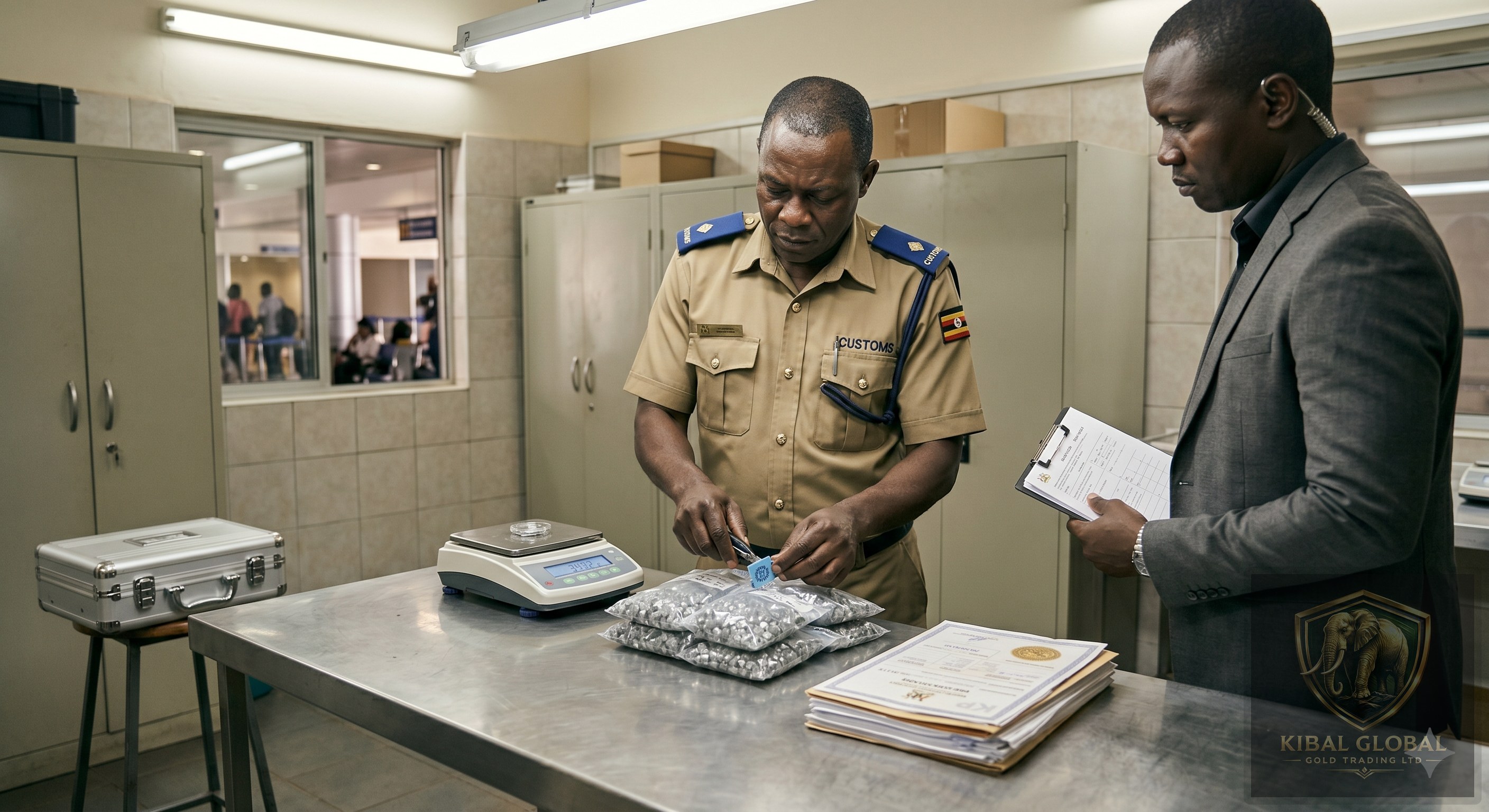 Customs inspection of Kimberley Process diamond parcel