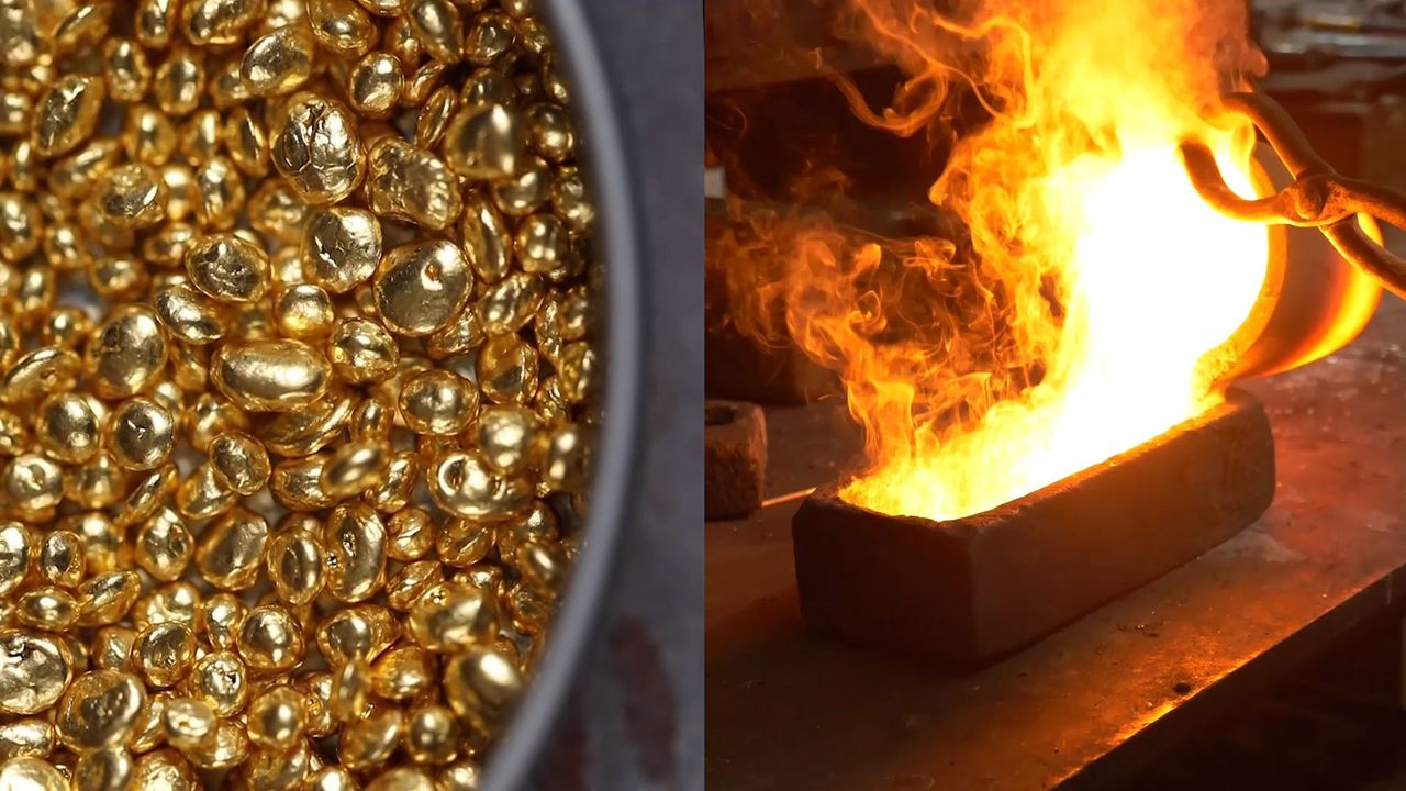 Gold nuggets and smelting operations