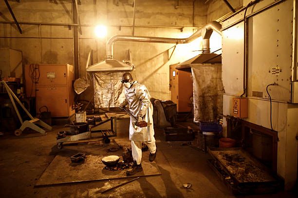 Refinery worker in protective gear